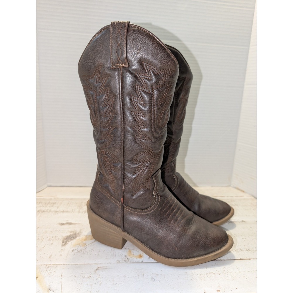 Steve Madden Kids Youth Jsalty Western Cowgirl /Cowboy Brown Boots Size 2